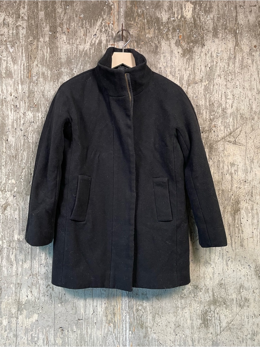 J.CREW Women's Petite Wool Blend City Coat Size 2P in Black